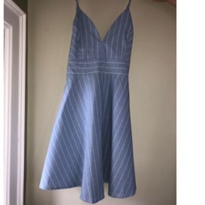 Blue and white striped sun dress that ties